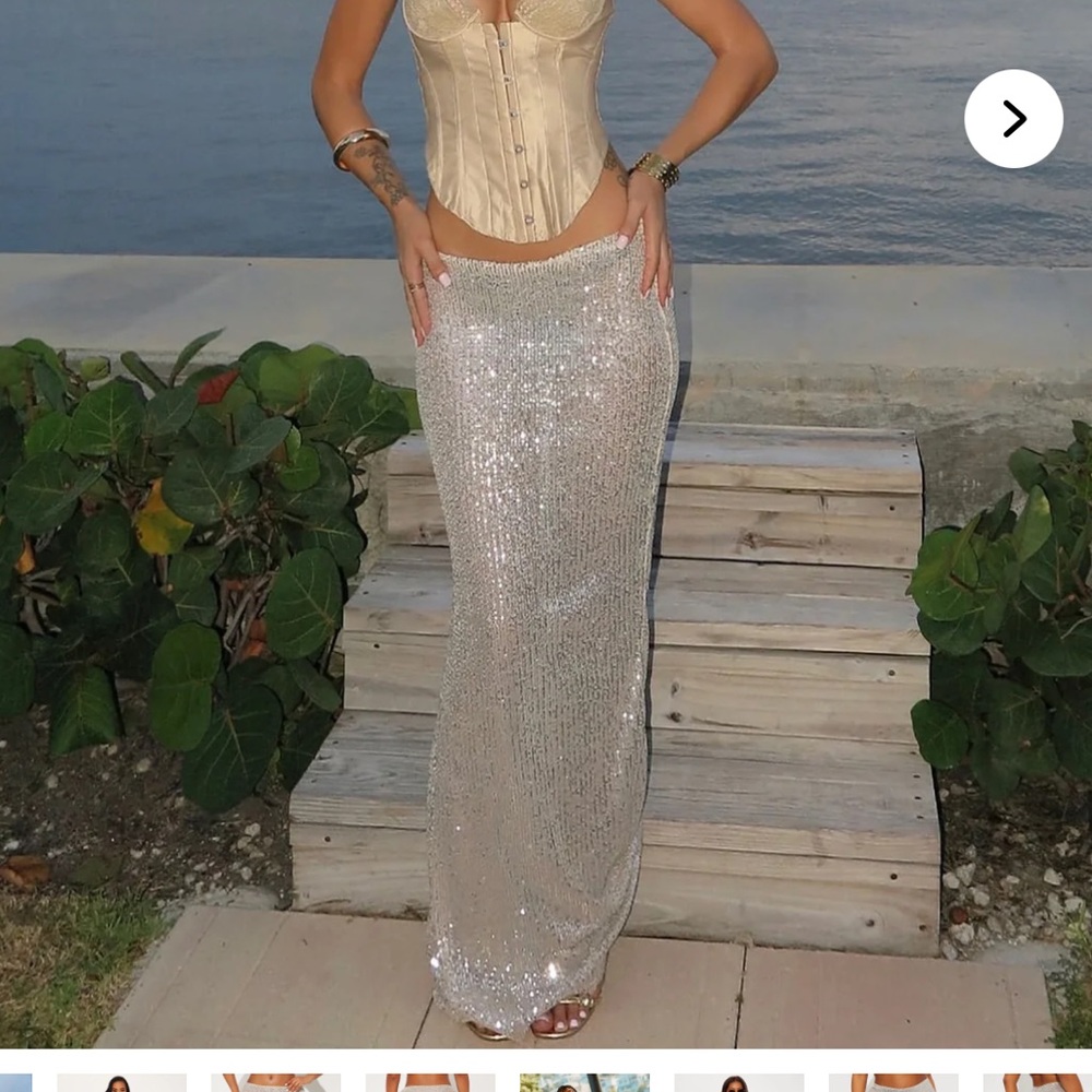 Nude Sequin Skirt